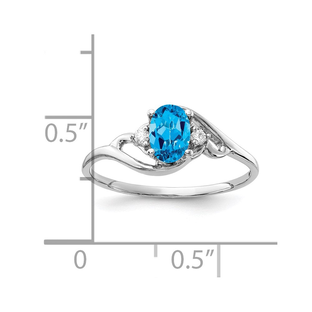 14k White Gold 6x4mm Oval Blue Topaz A Diamond ring