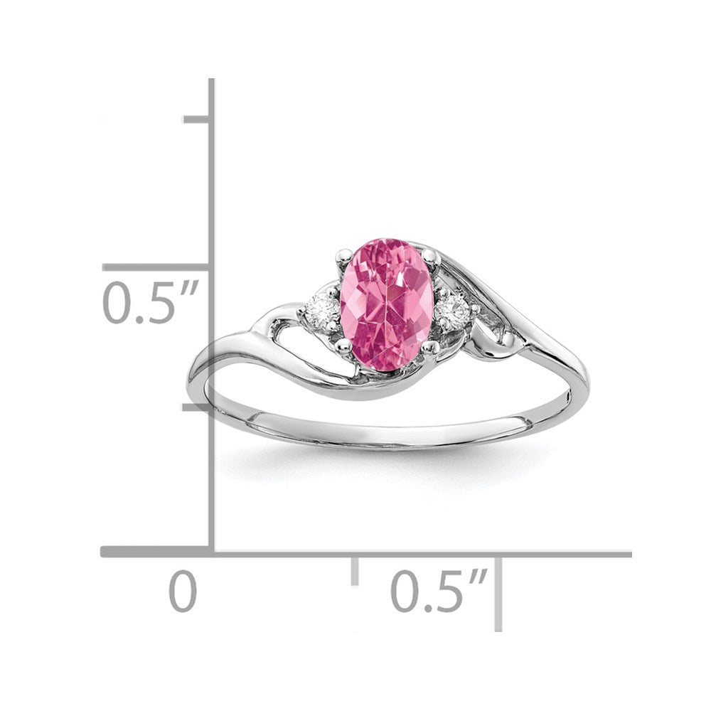 14k White Gold 6x4mm Oval Pink Tourmaline VS Diamond ring
