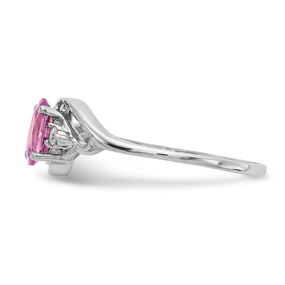 14k White Gold 6x4mm Pink Sapphire & AA Diamond Ring