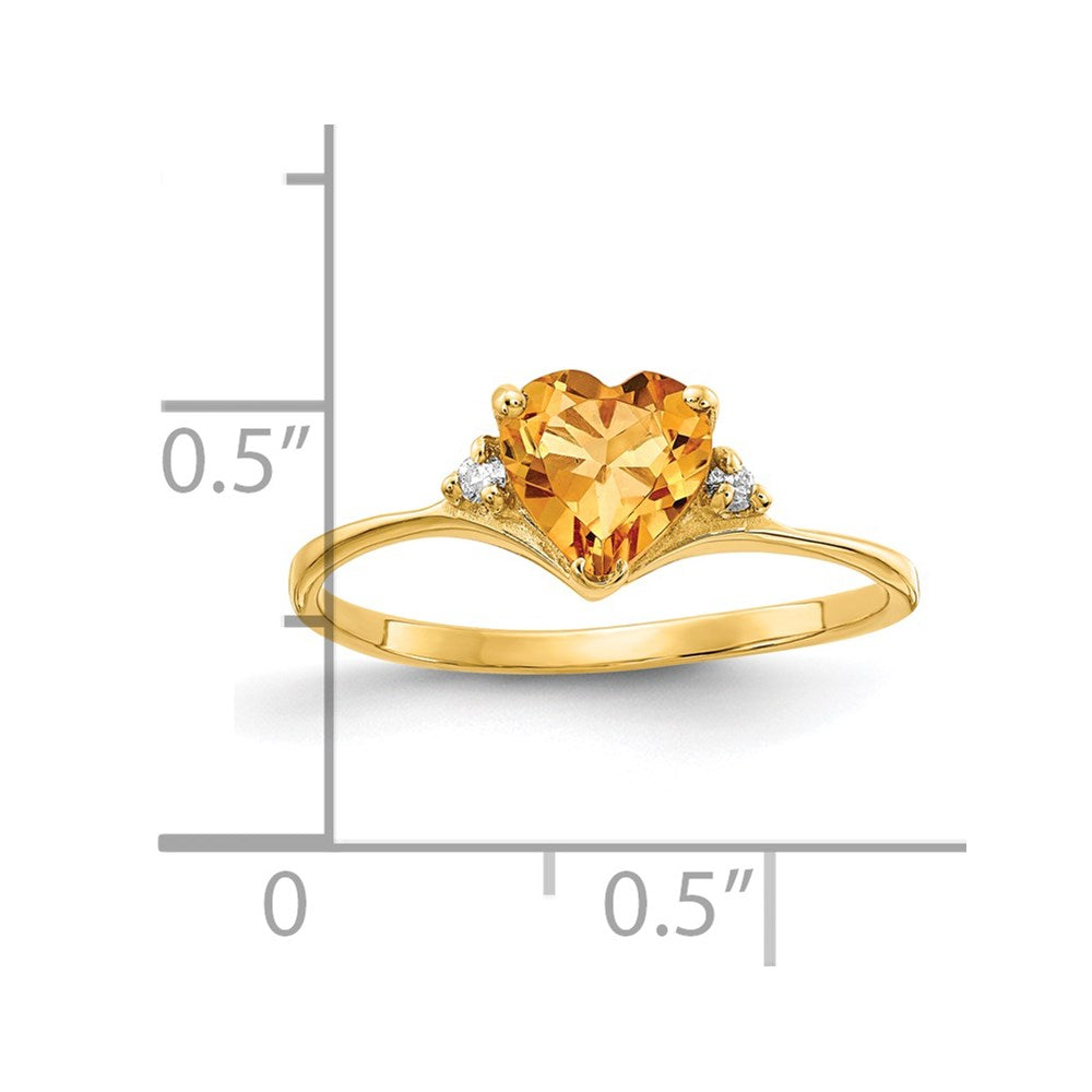 14k 6mm Heart Citrine A Diamond ring
