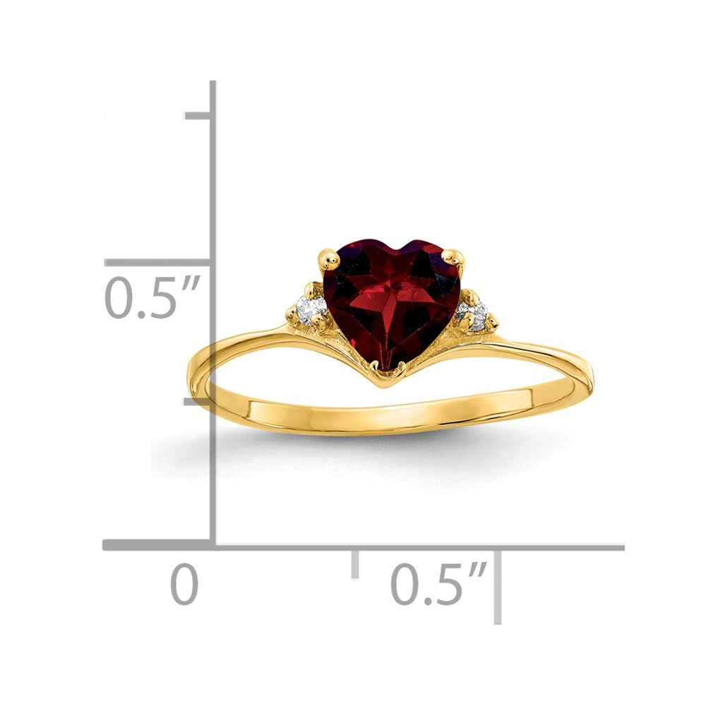 14k 6mm Heart Garnet AA Diamond ring
