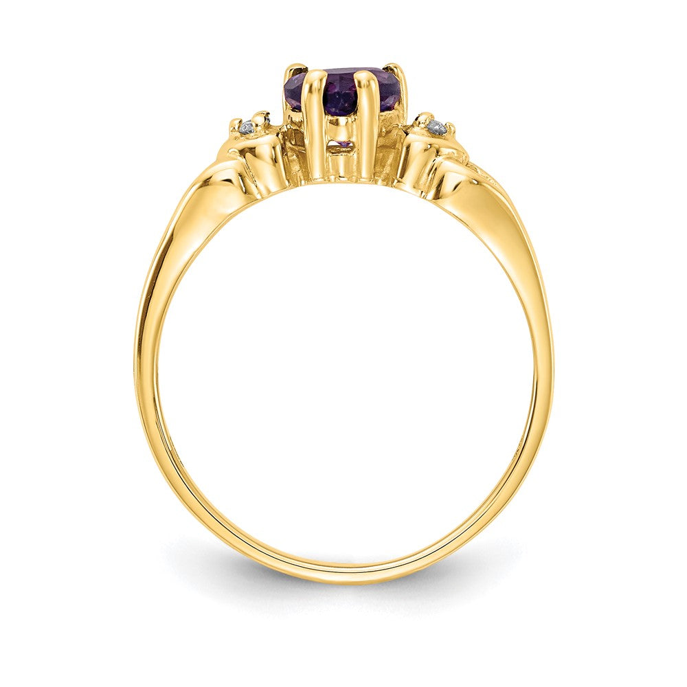 14k 5mm Heart Amethyst AAA Diamond ring