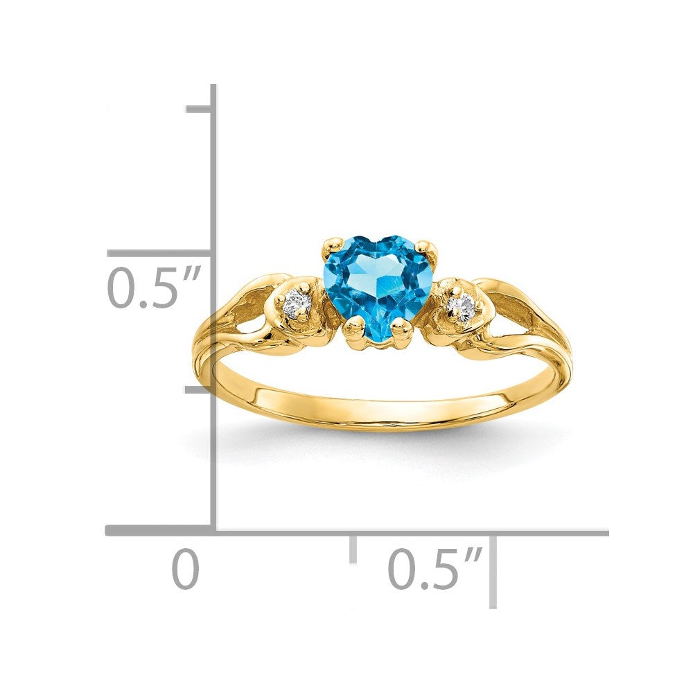 14k 5mm Heart Blue Topaz VS Diamond ring