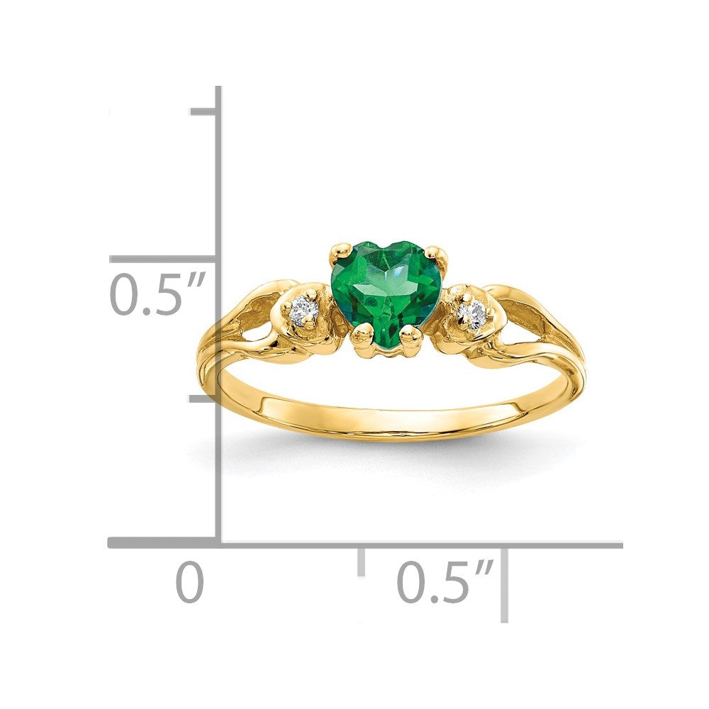 14k 5mm Heart Emerald AAA Diamond ring