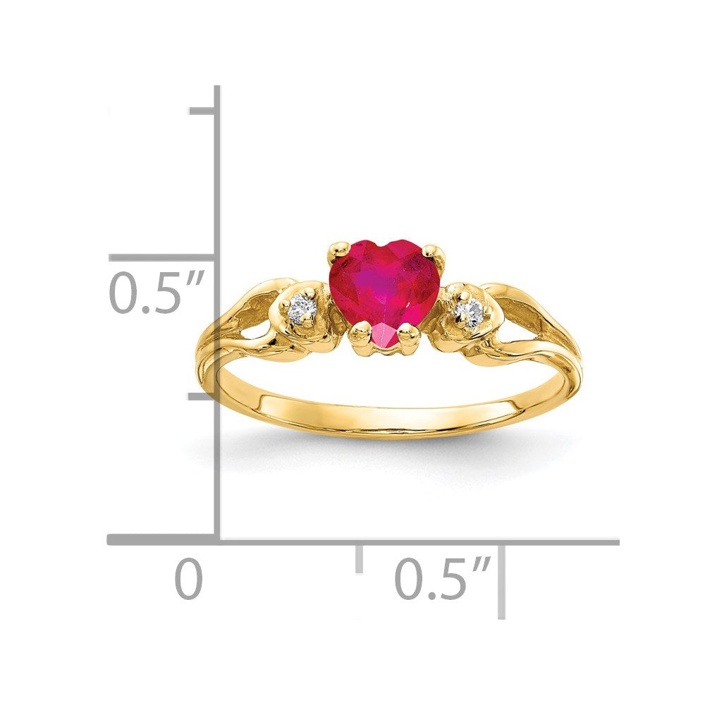 14k 5mm Heart Ruby VS Diamond ring