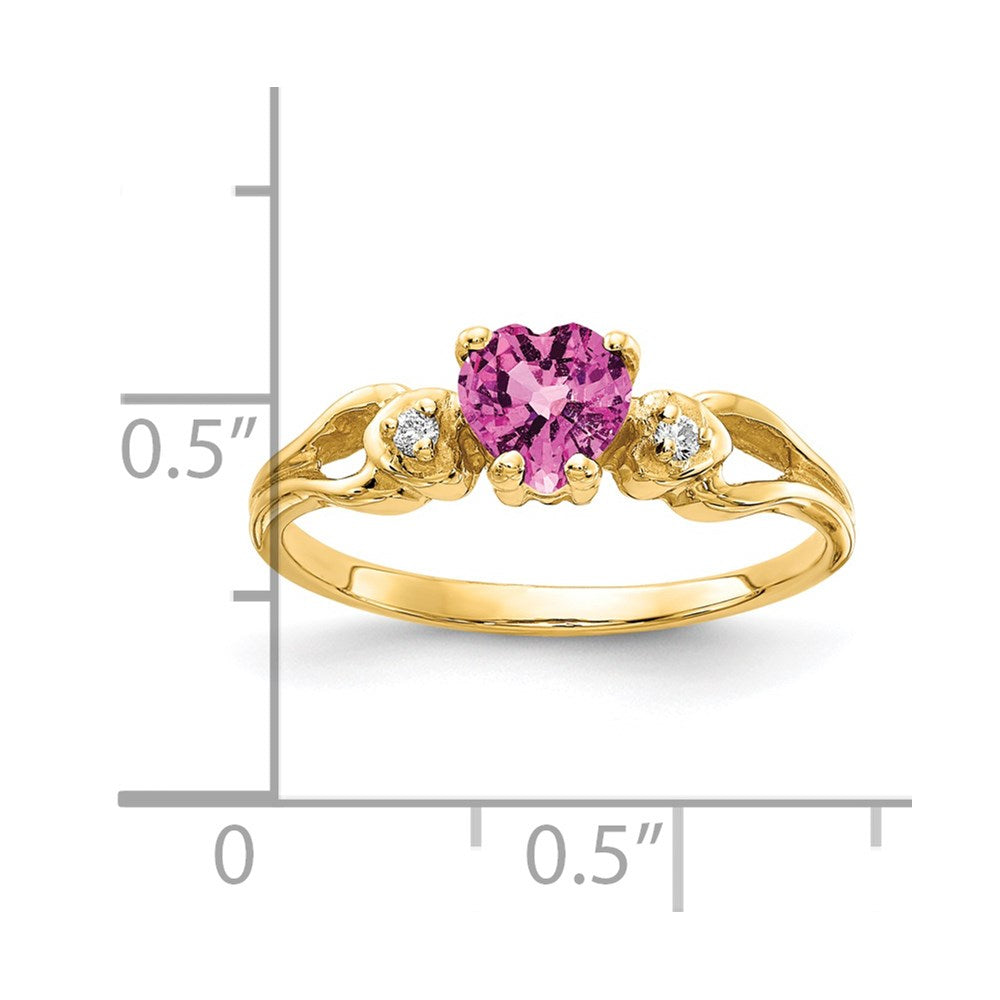 14k 5mm Heart Pink Sapphire VS Diamond ring