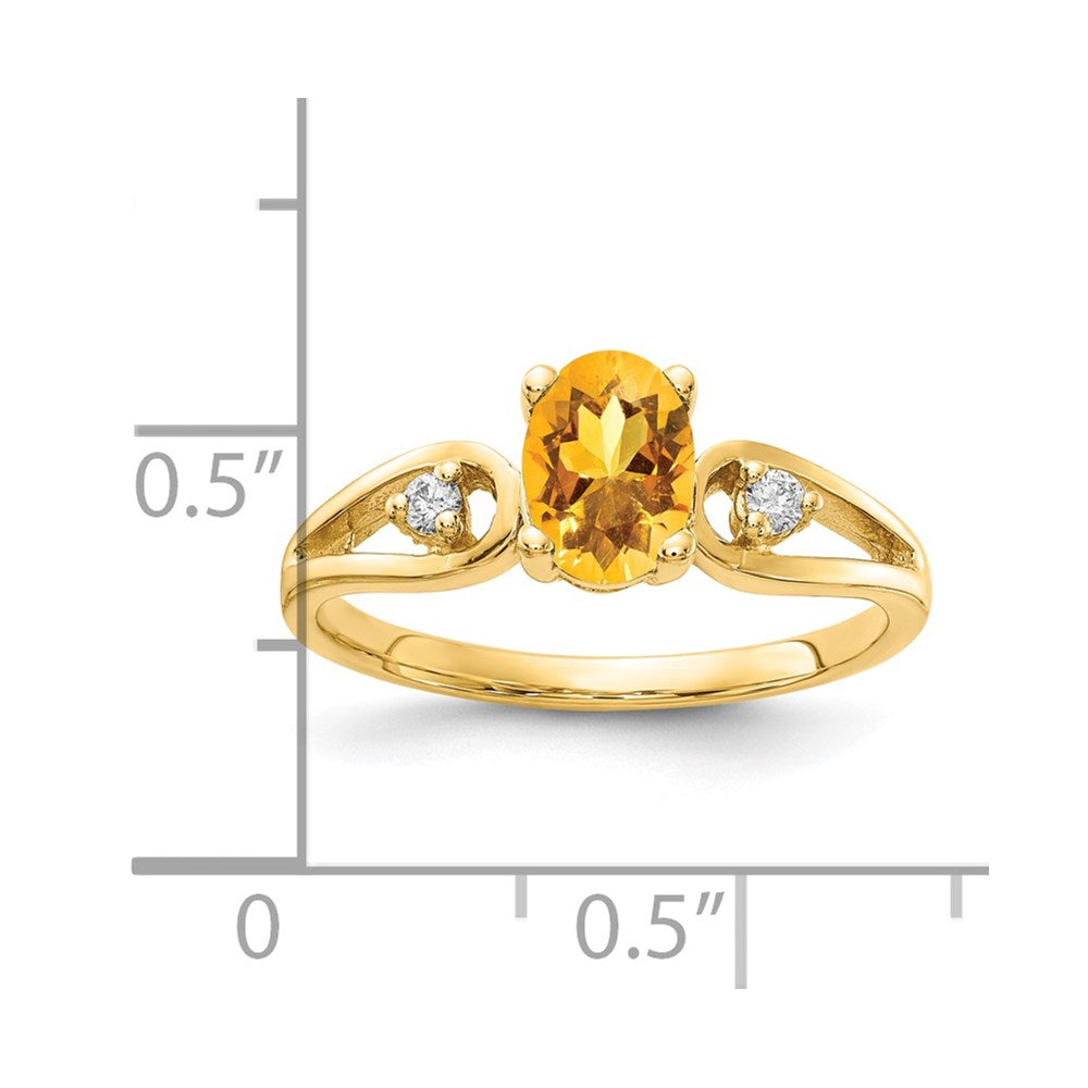 14k 7x5mm Oval Citrine AAA Diamond ring