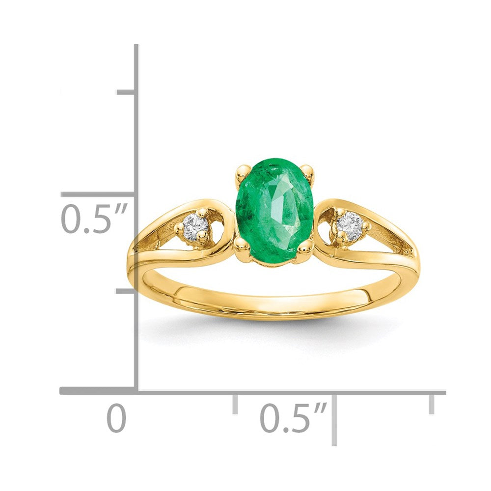 14k 7x5mm Oval Emerald AAA Diamond ring