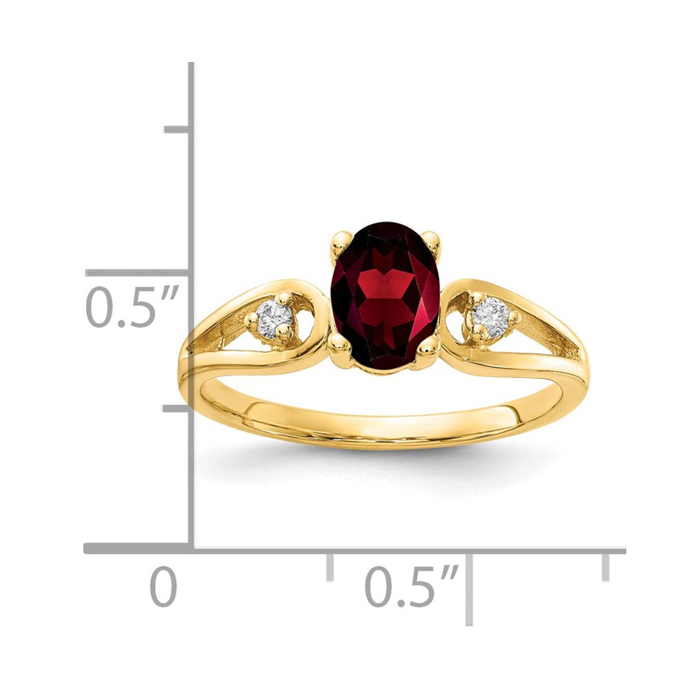 14k 7x5mm Oval Garnet AAA Diamond ring