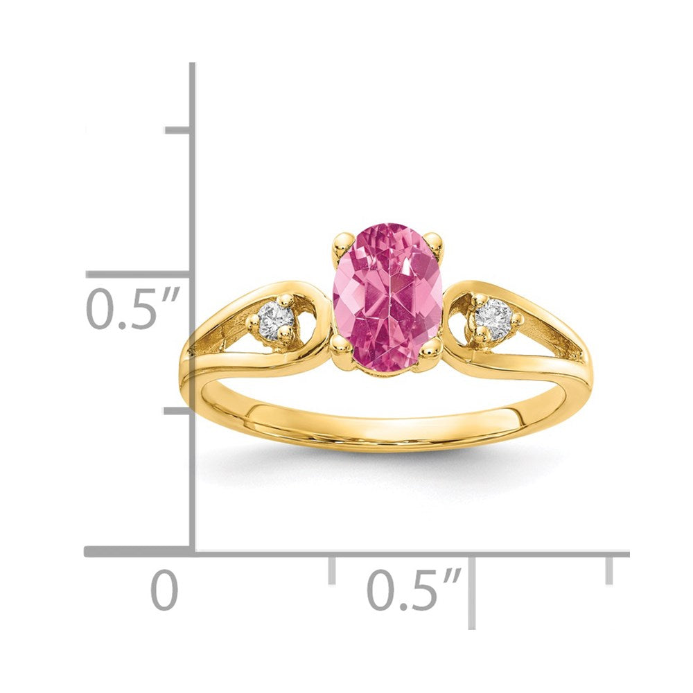 14k 7x5mm Oval Pink Tourmaline A Diamond ring