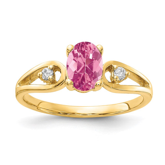 14k 7x5mm Oval Pink Tourmaline A Diamond ring