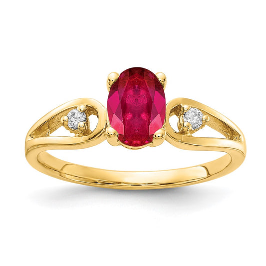 14k 7x5mm Oval Ruby AAA Diamond ring