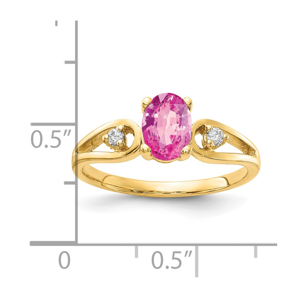 14k 7x5mm Oval Pink Sapphire VS Diamond ring