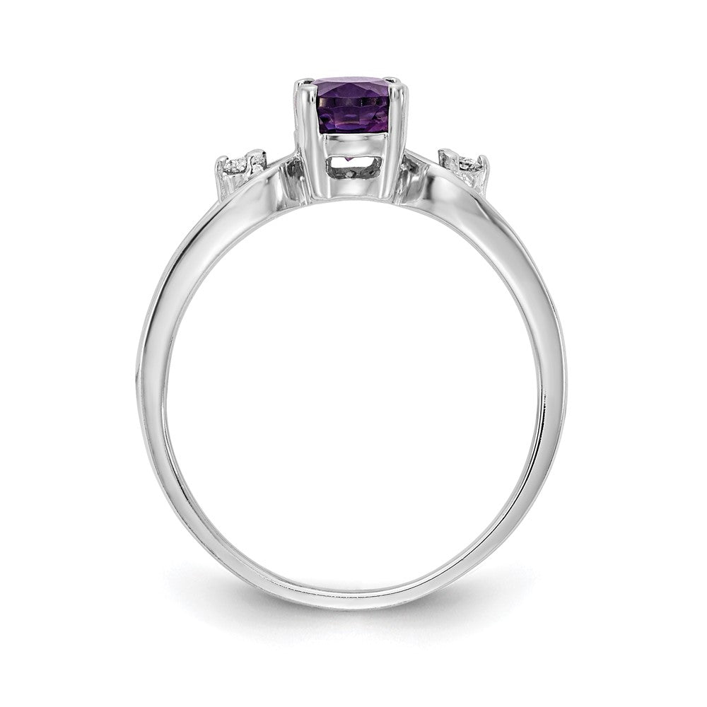 14k White Gold 7x5mm Oval Amethyst A Diamond ring