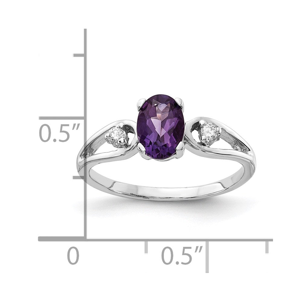 14k White Gold 7x5mm Oval Amethyst A Diamond ring