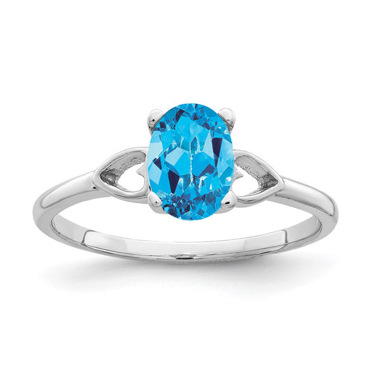 14k White Gold 7x5mm Oval Blue Topaz ring