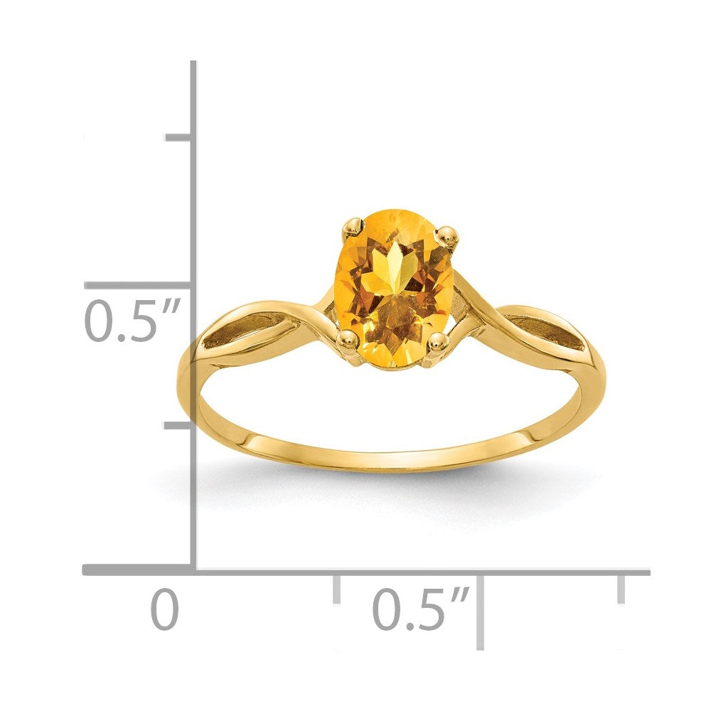 14k 7x5mm Oval Citrine ring