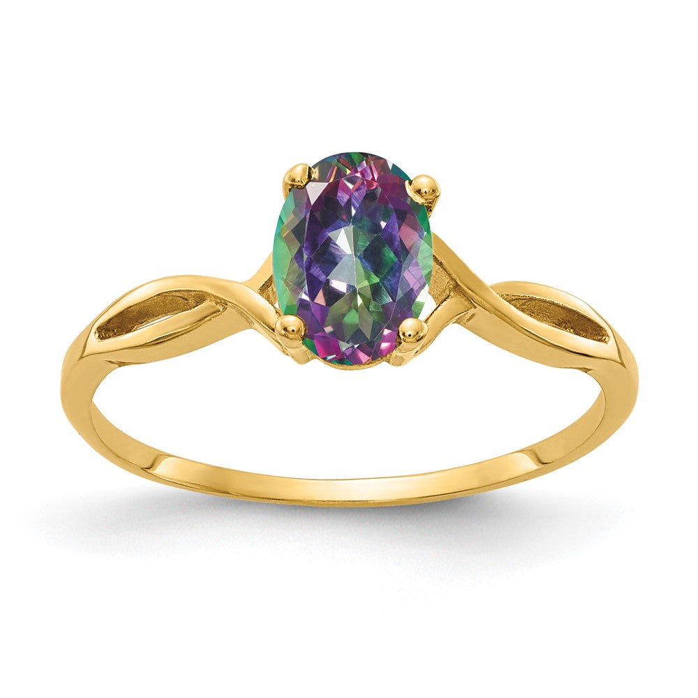14k 7x5mm Oval Fire Topaz Ring
