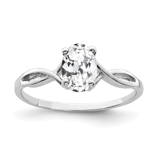 14k White Gold 7x5mm Oval Cubic Zirconia Ring