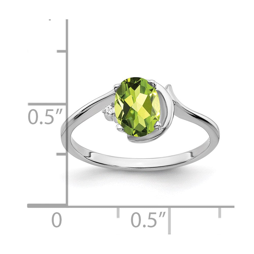 14k White Gold 7x5mm Oval Peridot AAA Diamond ring