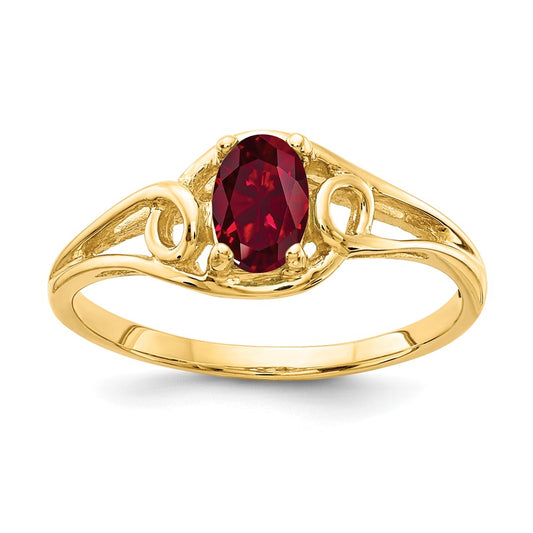 14k 6x4mm Oval Created Ruby ring