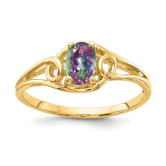 14k 6x4mm Oval Fire Topaz ring