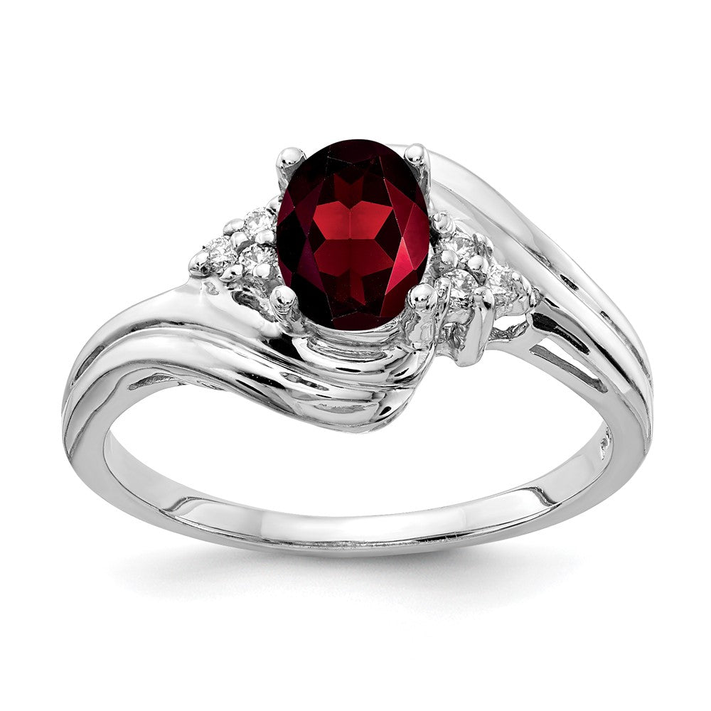 14k White Gold 7x5mm Oval Garnet AAA Diamond ring