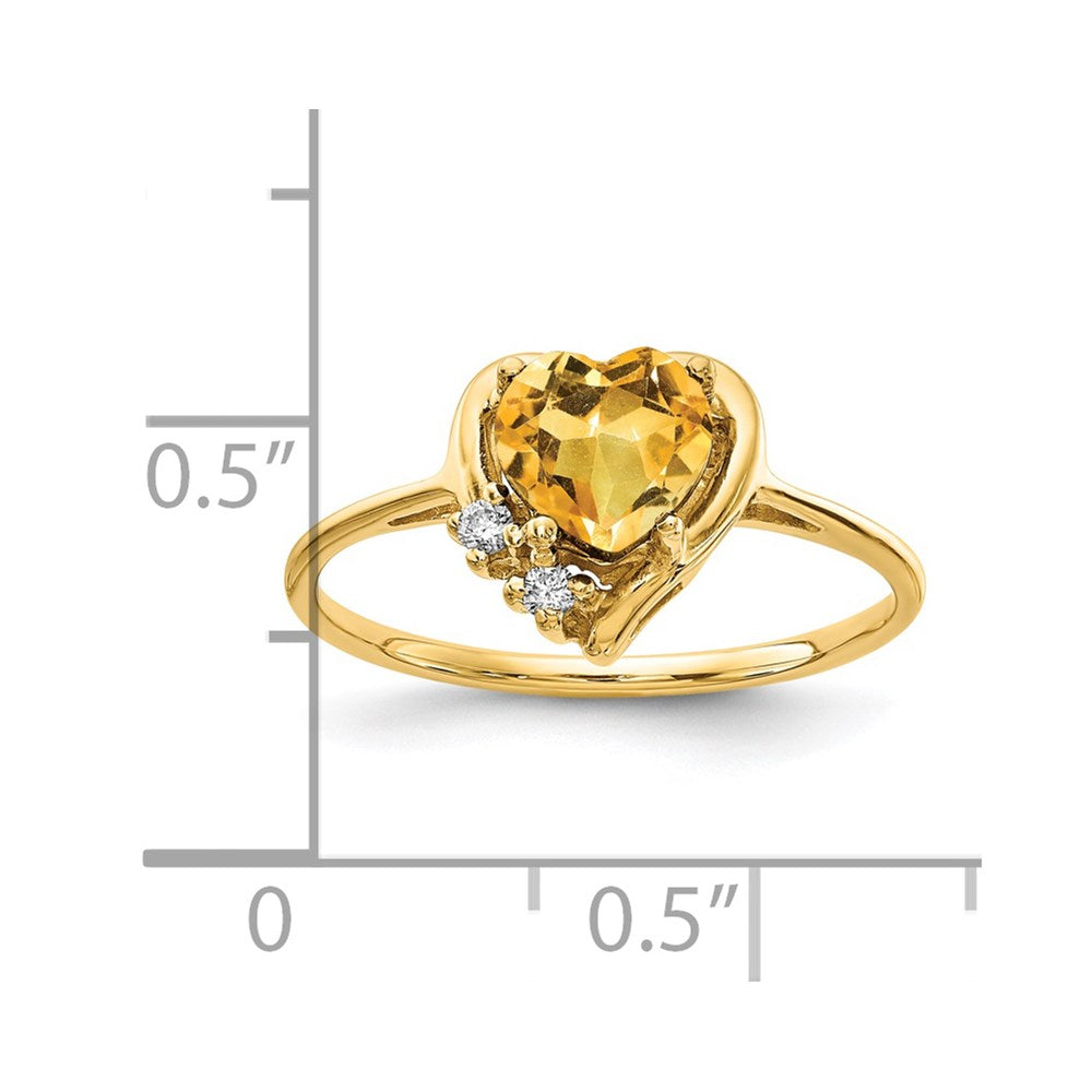 14k 6mm Heart Citrine VS Diamond ring