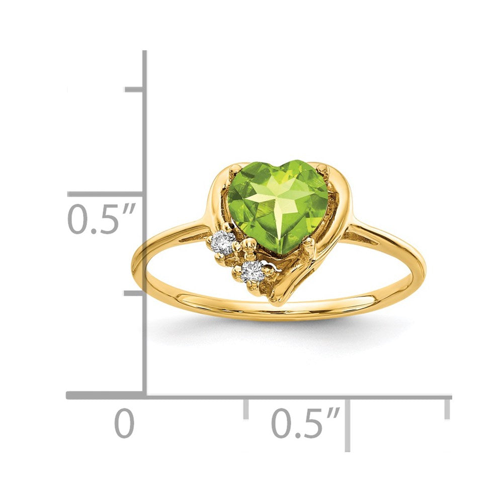 14k 6mm Heart Peridot VS Diamond ring