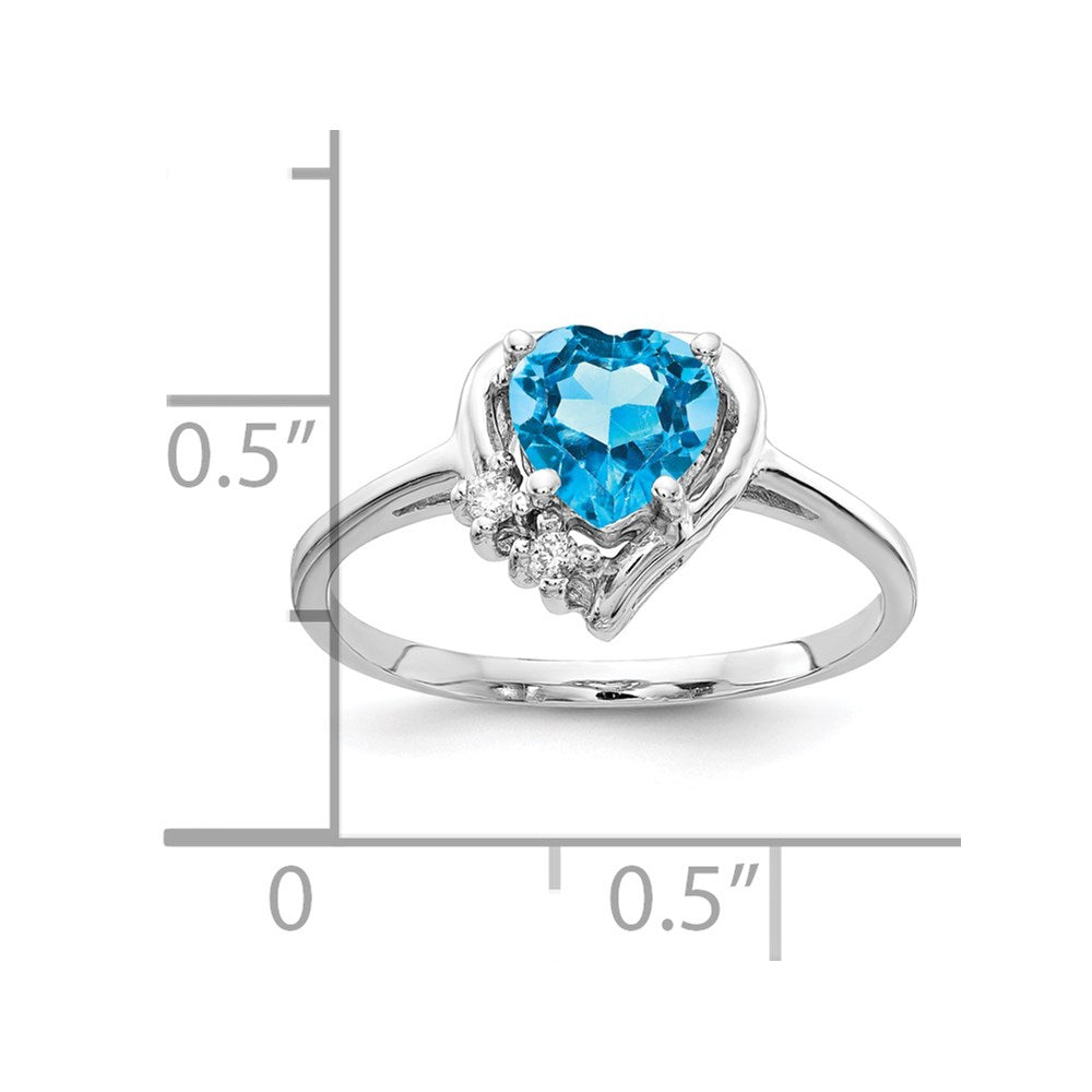 14k White Gold Blue Topaz Diamond ring