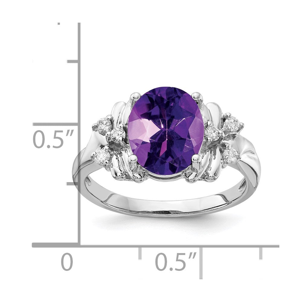 14k White Gold 10x8mm Oval Amethyst A Diamond ring