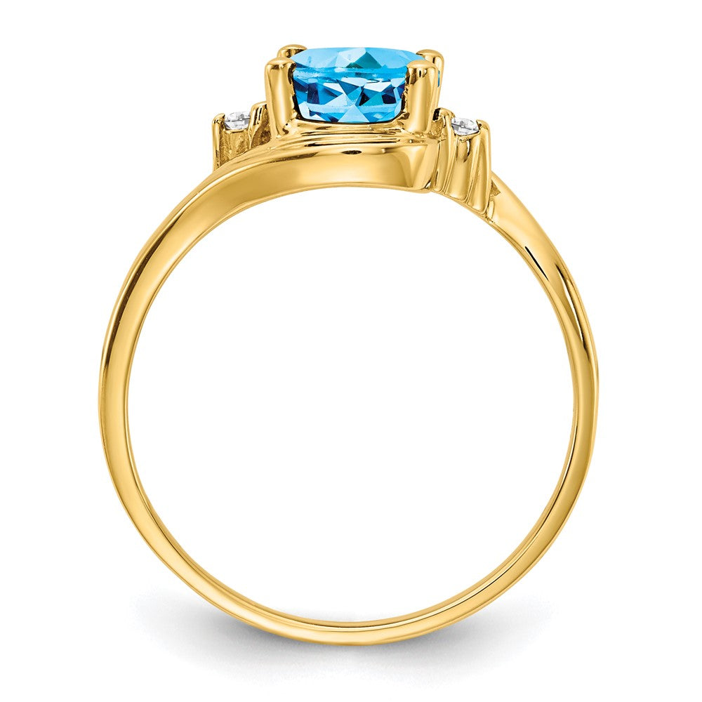 14k 8x6mm Oval Blue Topaz VS Diamond ring