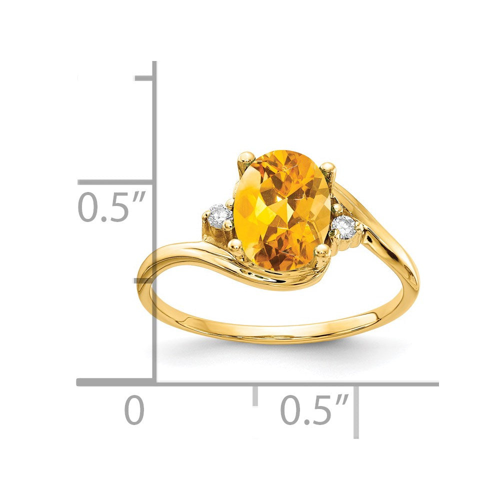 14k 8x6mm Oval Citrine AAA Diamond ring
