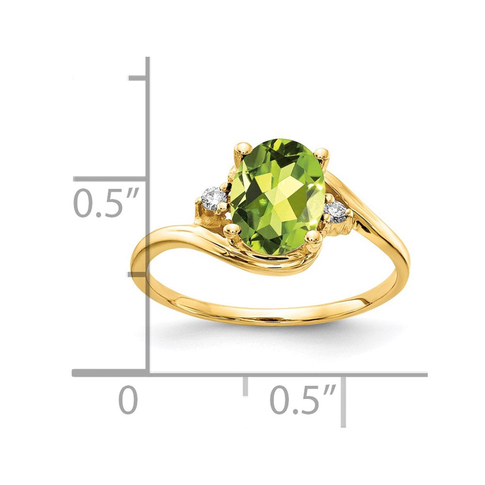 14k 8x6mm Oval Peridot AA Diamond ring