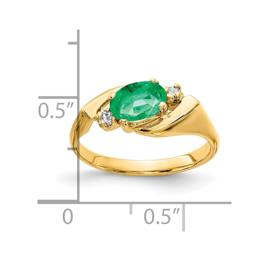 14k 7x5mm Oval Emerald A Diamond ring