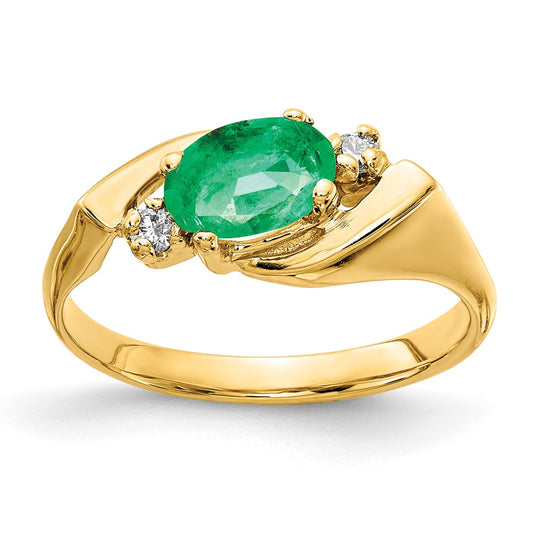 14k 7x5mm Oval Emerald A Diamond ring