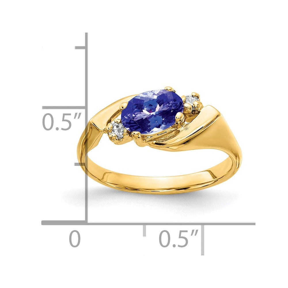 14k 7x5mm Oval Tanzanite AAA Diamond ring