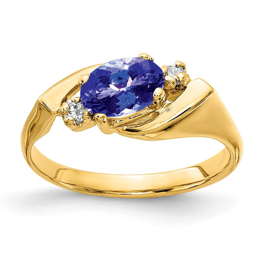14k 7x5mm Oval Tanzanite AA Diamond ring
