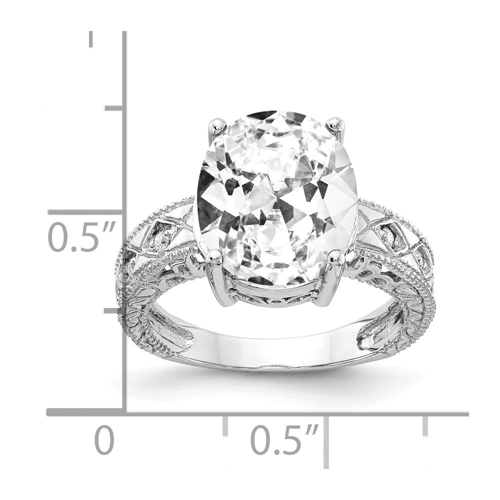 14k White Gold 12x10mm Oval Cubic Zirconia VS Diamond Ring