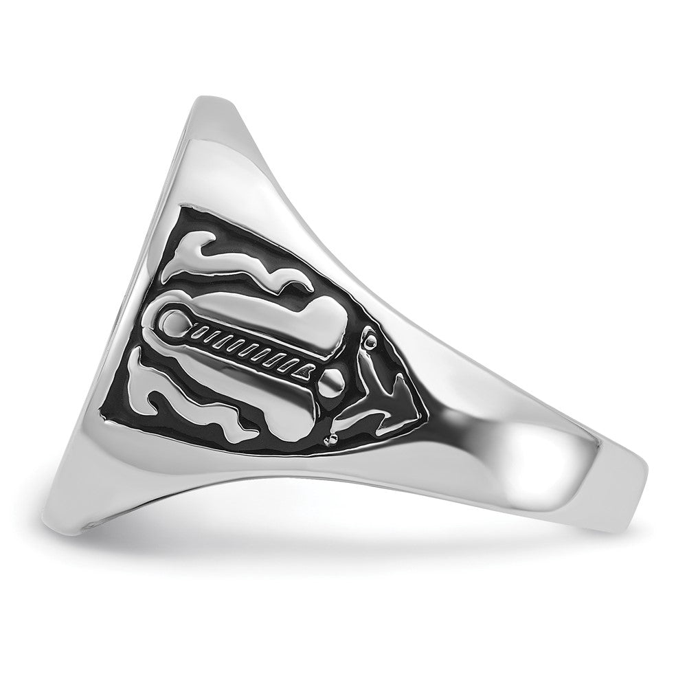 10k White Gold Men's Polished and Grooved (No Enamel) Masonic Ring