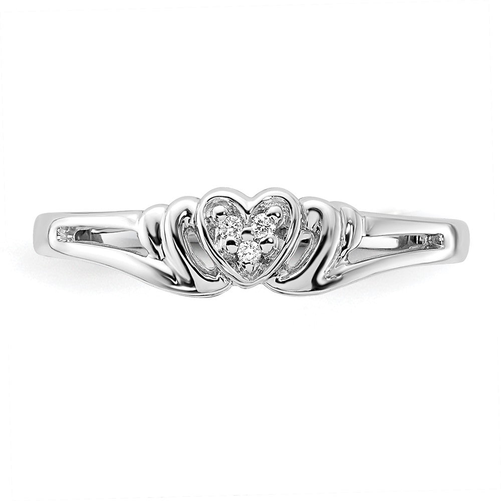 14k White Gold AAA Diamond heart ring
