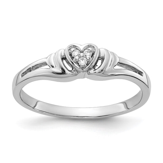 14k White Gold AAA Diamond heart ring