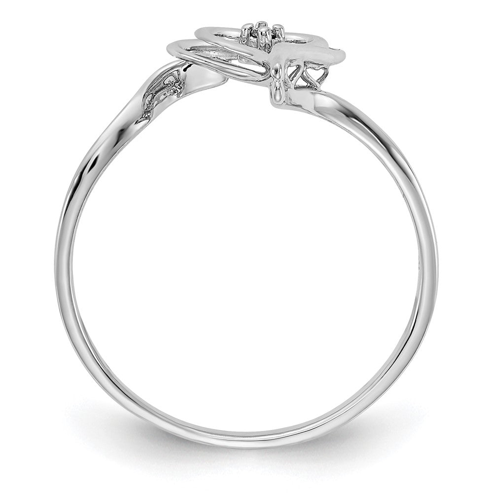 14k White Gold A Diamond heart ring