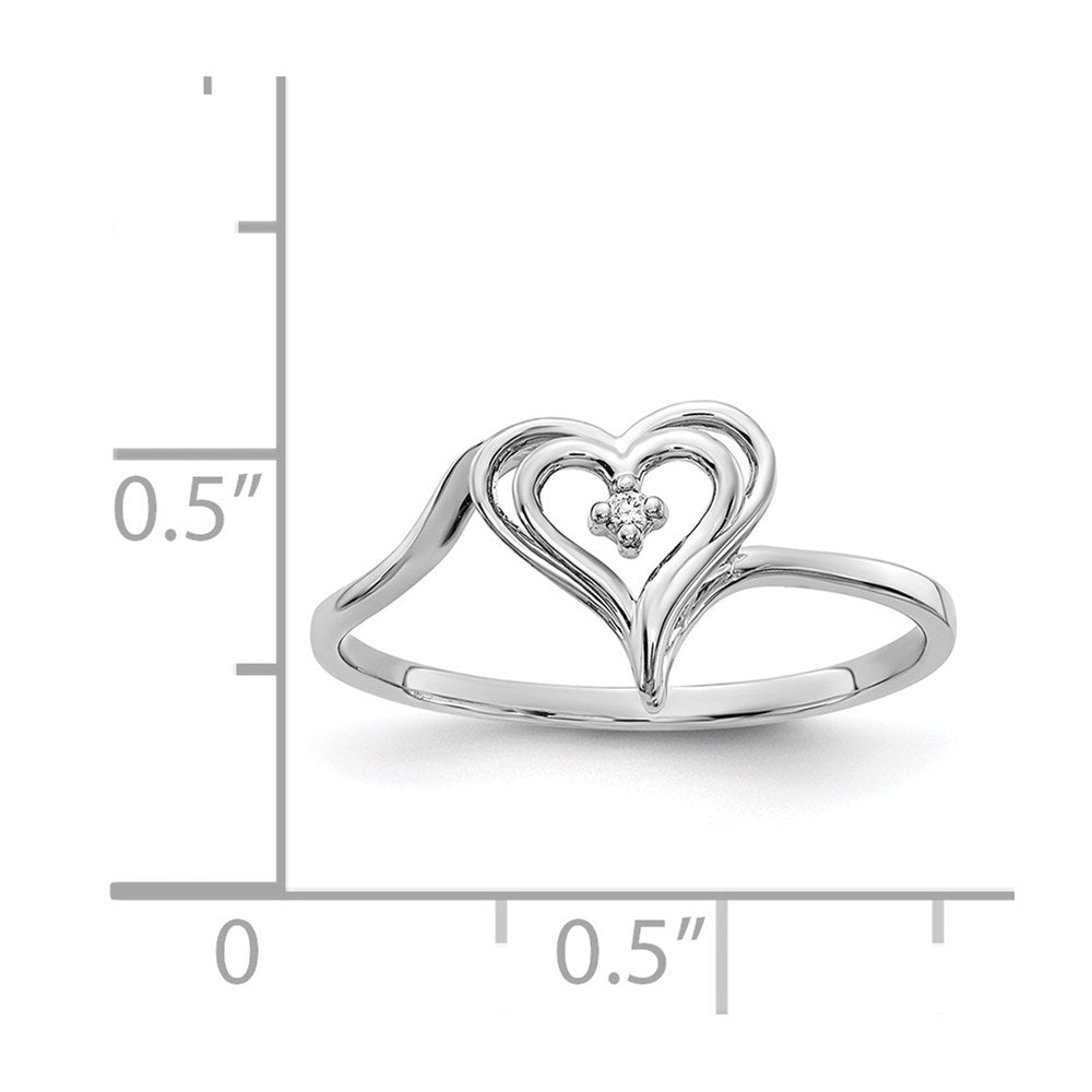 14k White Gold AAA Diamond heart ring