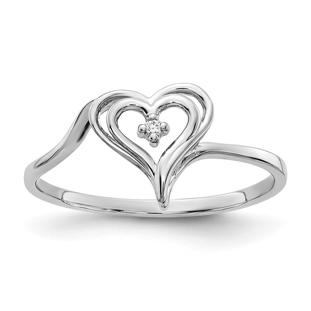 14k White Gold AAA Diamond heart ring