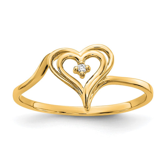 14k AA Diamond Heart Ring
