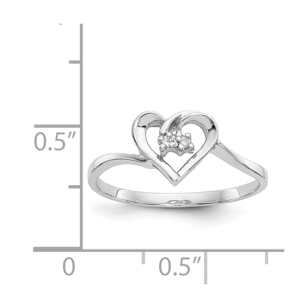 14k White Gold AAA Diamond heart ring