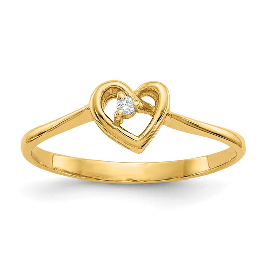 14k A Diamond heart ring