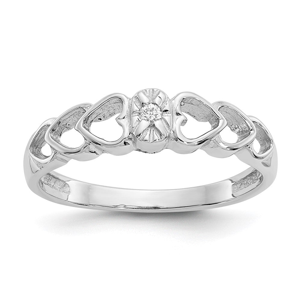 14k White Gold AAA Diamond heart ring