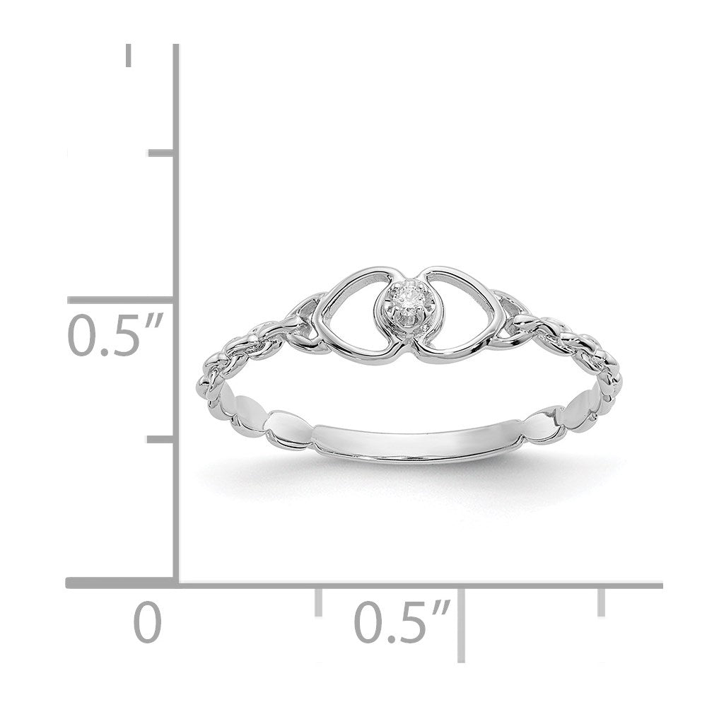 14k White Gold A Diamond heart ring